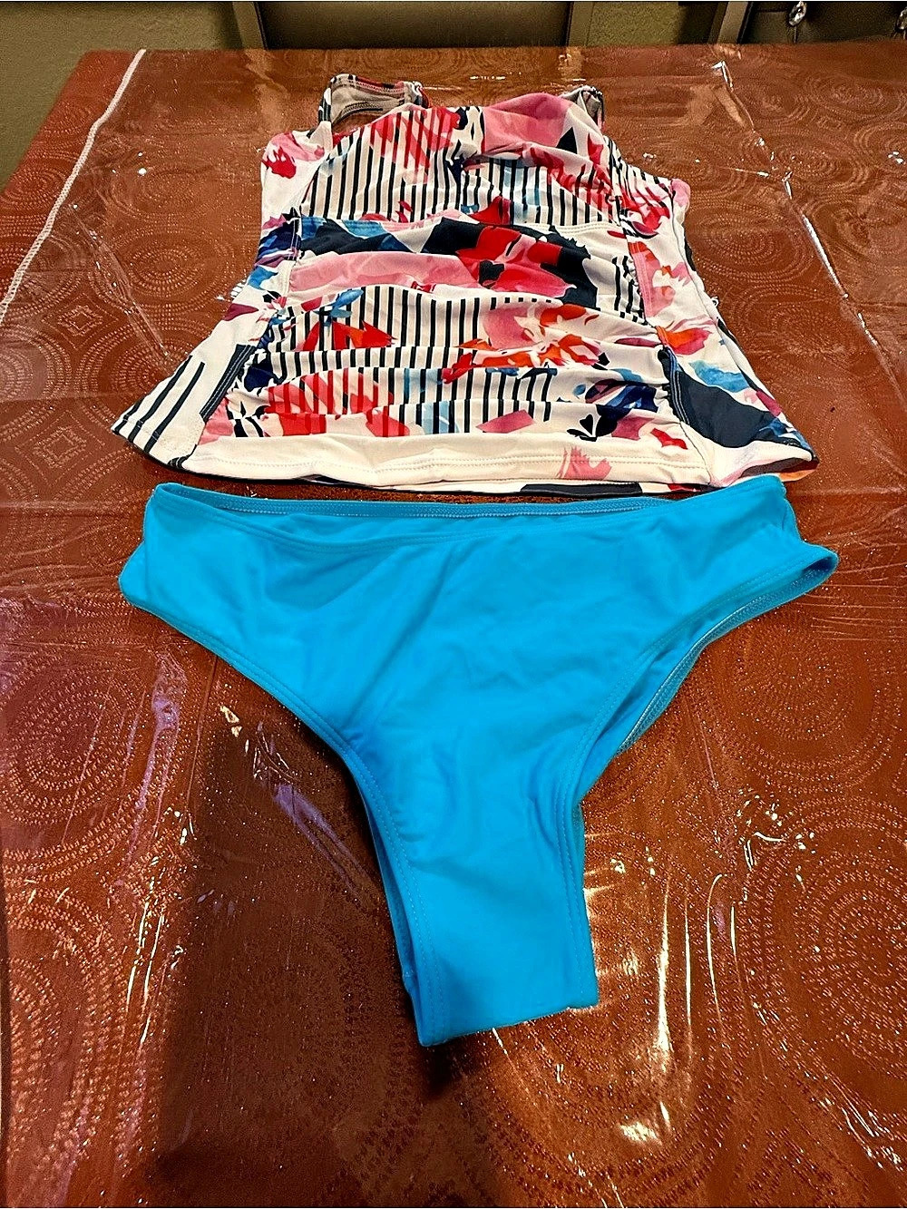 Floral Bikini Set in Blue & Multicolor Like New